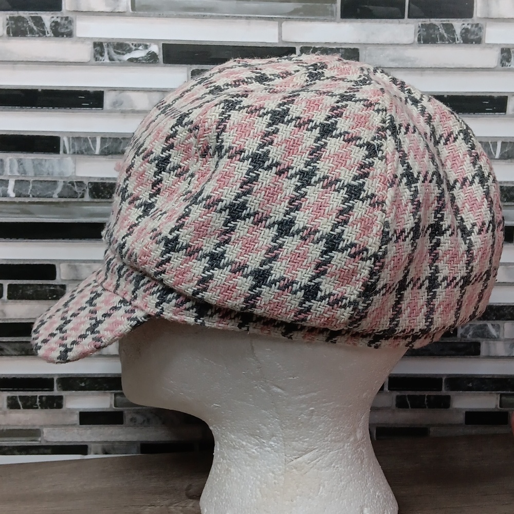Stylish Hats Wool Paperboy Caps Pink Grey Cap Burgundy Velvet & Rose Satin 3pc - Picture 5 of 13